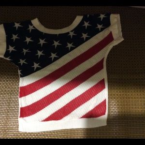 Knit Short Sleeve US Flag July 4th Independence